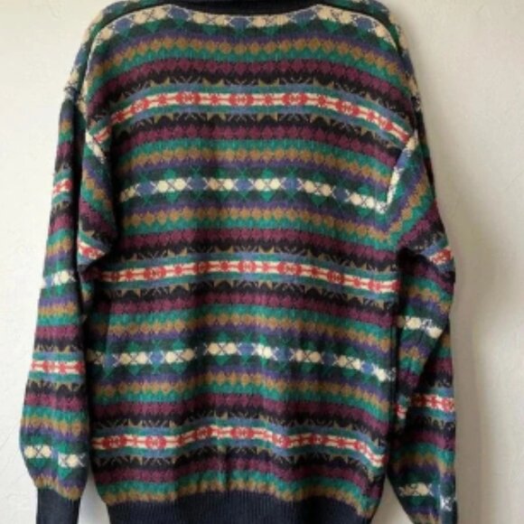 Vintage Sweater 90s Grandpa Hipster stripes retro festival hipster button up - Picture 4 of 4